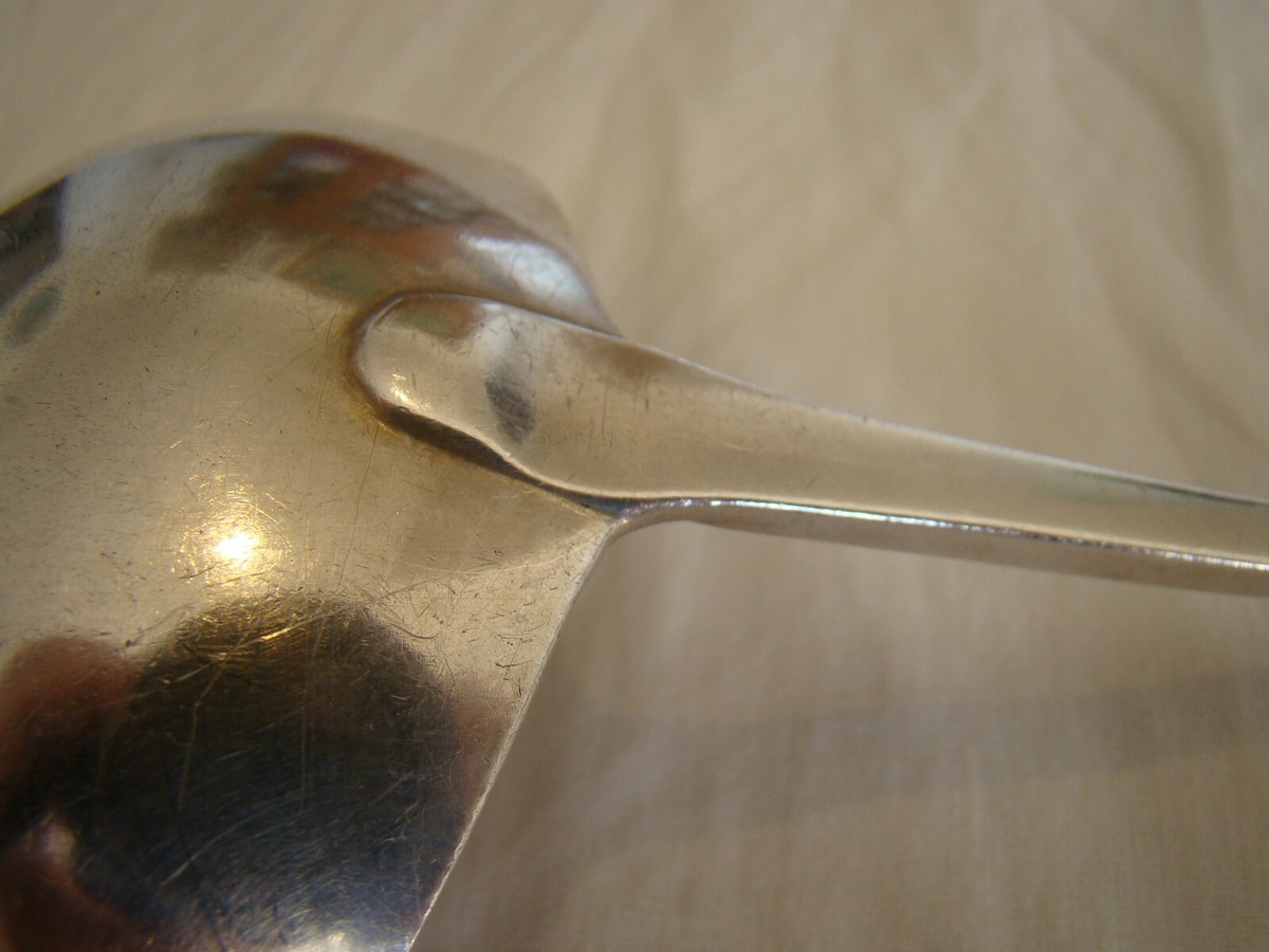 Louche Ancienne En Argent Massif – Poinçon Anglais Léopard, 34 Cm