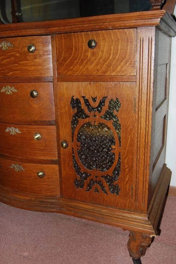 Antiguo juego de comedor de roble del siglo XIX mesa de extensión buffet Foto 4 de 4