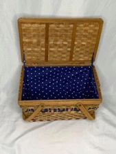 American wicker picnic basket stars lined flip lid
