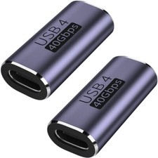 2 Pack USB C Coupler Type C Female to Female Adapter 40Gbps Data 100W