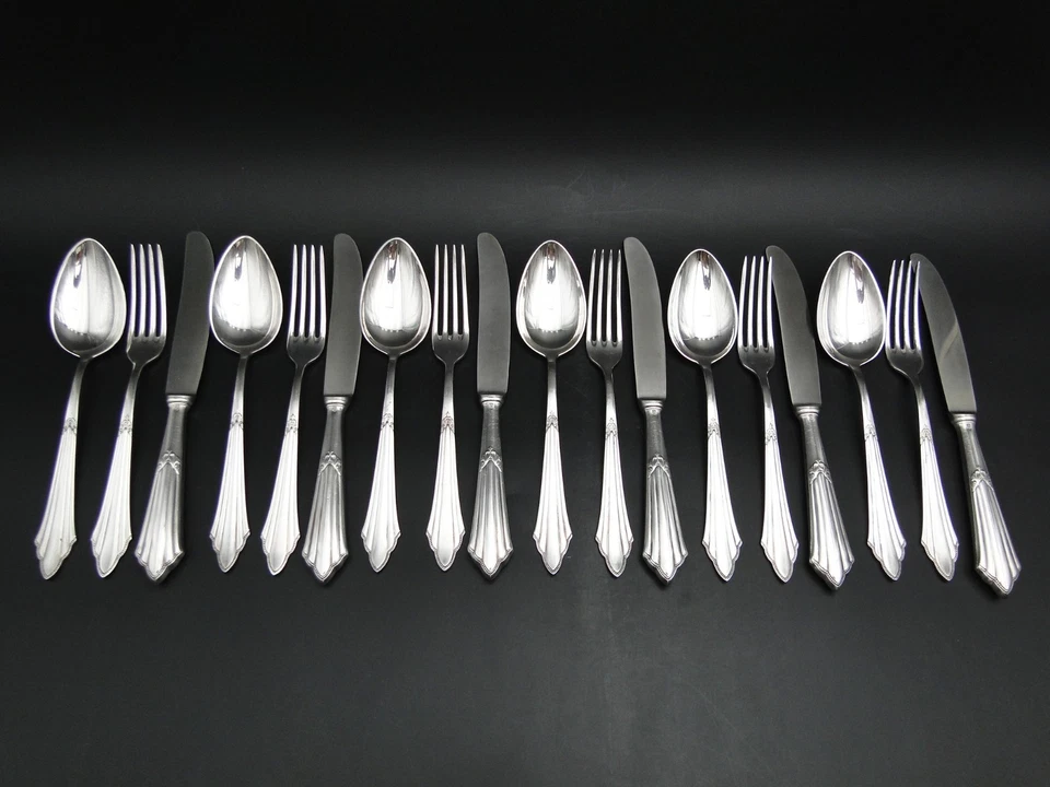 WMF Speisebesteck Fächermuster Modell 900 versilbert Besteck Jugendstil 18 Teile - Image 3 of 4