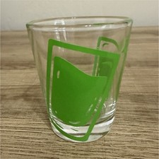 Clear Glass Shot Glass with Green Painted Design, Decorated Barware
