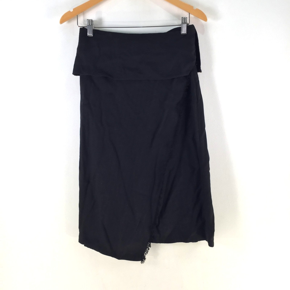 Witchery wrap skirt womens 8 black lyocell midi 123642