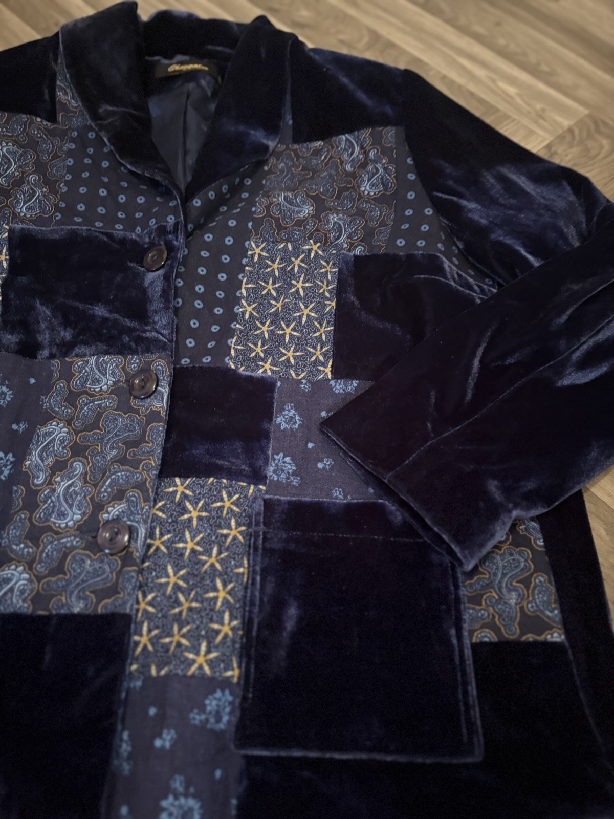 Vintage Changes By Together Patchwork Blue Velvet… - image 6