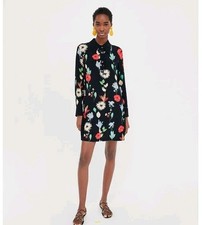 Zara Molly Mini Shirt Dress Collar Buttons Floral Print Lightweight Size XL NWT