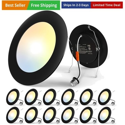 Recessed Lighting 5/6 Inch, 12 Pack 5CCT Flat LED Can Lights, 2700K/3000K/400...