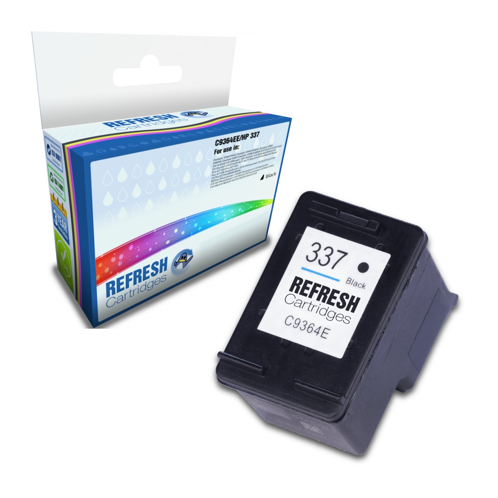 Refresh Cartridges Replacement Black C9364EE/337 Ink Compatible With HP Printers