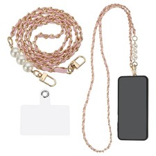 Phone Lanyard, 47 Inch Crossbody Cellphone Chain Strap with Tether Tab, Pink