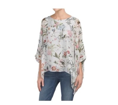 Viola Borghi Women's Silk Overlay Floral Top Size S Made in Italy Cottagecore.
