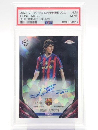 LIONEL MESSI 2023-24 TOPPS CHROME SAPPHIRE AUTO BLACK /10 #LM PSA 9 Q4549