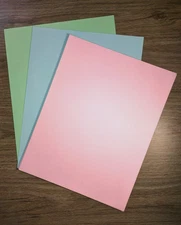 Assorted Pastel Copy Paper – A4 & 8.5x11 | Pink (38), Green (8), Blue (3)