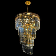 Multi Tier Gold Crystal Prism Chandelier