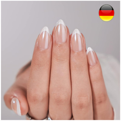 French Tip Press On Nails BTArtbox Weiß Almond 15 Größen 30 Stück Soft