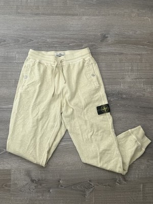Stone Island 64551 Garment Dyed Cotton Fleece Sweatpants Ecru NWT Cargo Joggers
