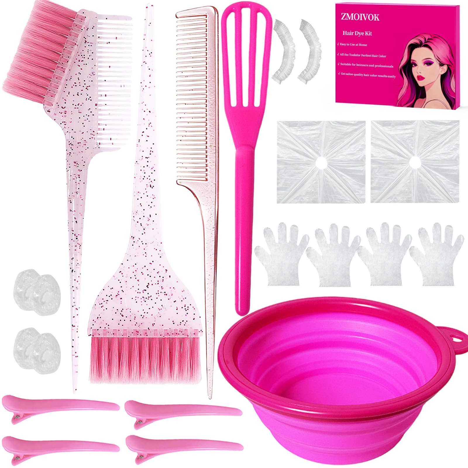 Hair Dye Kit Professional Salon Tools with Brush and Bowl Se