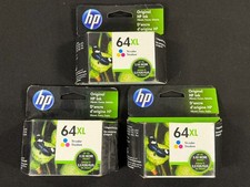 3 HP 64XL Tri-Color Ink Cartridges Original OEM Expired 2023 2024