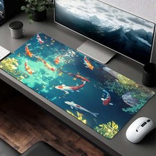 40 90cm1pc, colorful koi swimming in water pattern printed game mouse pad, overs