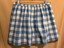 J crew blue and white checkered pull-on Cotton short skirt, size 10