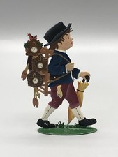 Seltene Wilhelm Schweizer Kuckucksuhr Uhren Händler Zinn Figur Selten