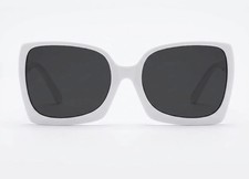 OVERSIZE Classic Vintage Retro SUNGLASSES Large Big Square White Frame Dark Lens