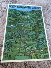 North Coast Wine Country Poster Earl Thollander Nut Tree 1975 Double Sided - VTG