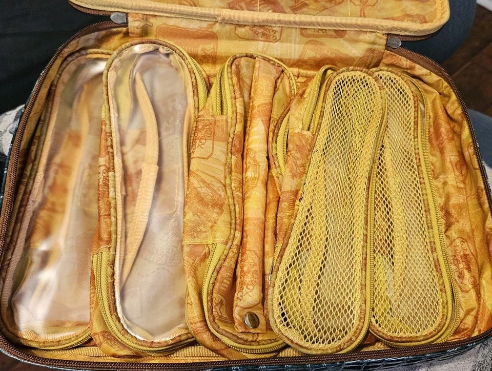 SAMANTHA BROWN Faux CROC  Embossed Green Toiletry Bag Travel Case Organizer  - Image 4 of 4