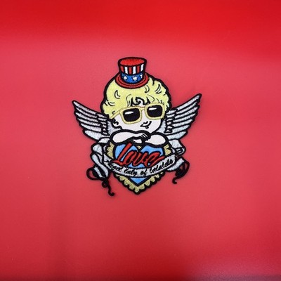 Patriotic Angel Baby Love Patch Embroidered Sew On Applique Badge