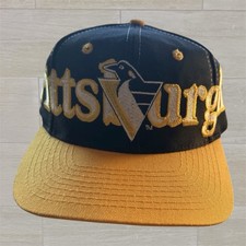 Vintage 90s Pittsburgh Penguins Logo 7 NHL Snapback Hat Cap Big Spellout