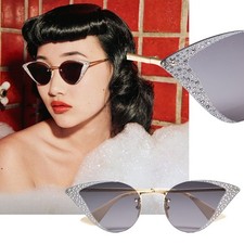 GUCCI SUNGLASSES GG0898S HOLLYWOOD FOREVER CRYSTAL CAT EYE ACETATE 1,200