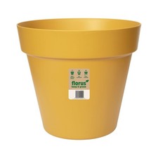 Image of Elho Paris Plant Pot 18cm Weather-Resistant Plastic Mustard Indoor Outdoor
