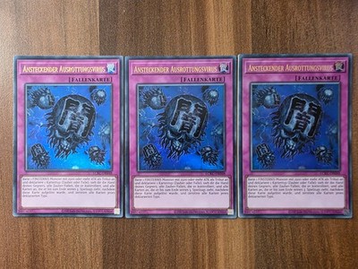 3x Yu-Gi-Oh! LCKC-DE048 Ansteckender Ausrottungsvirus Ultra Rare NM
