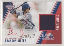 2018 Panini USA Baseball Stars & Stripes Red Ink 8/299 Brandon Dieter Auto 7m3