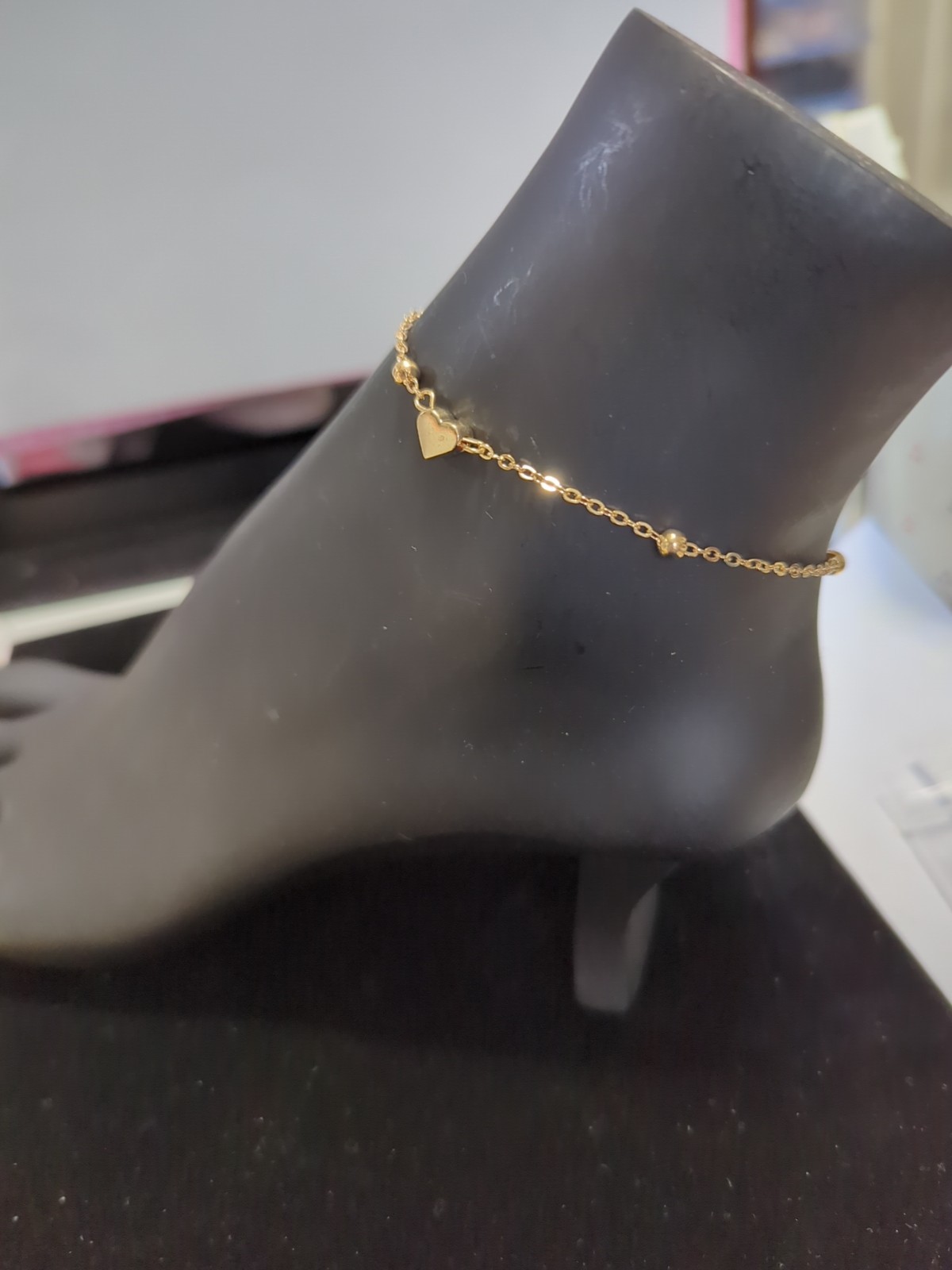 Gold Heart Adjustable Ankle Chain Bracelet NWT-image