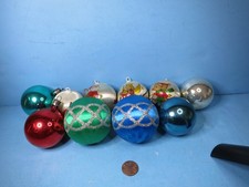 CHRISTMAS-6 Satin And 4 Plastic Christmas Ball Ornaments-USED