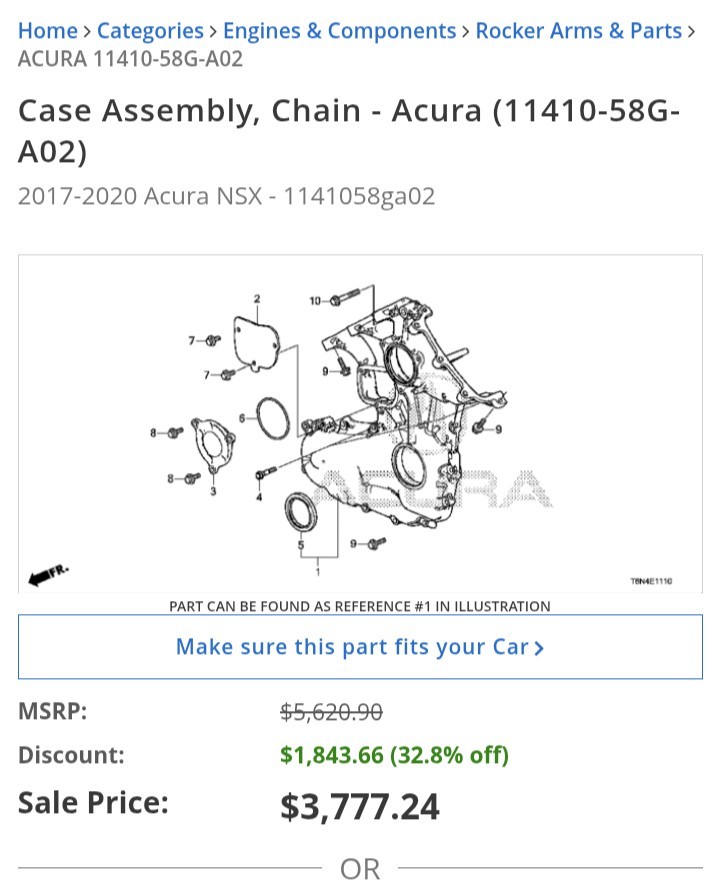 Honda Acura NSX 2017-2021 Cosworth Engine Timing Cover OEM, NWOB 11410-58G-A02
