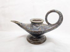 Vintage Bill Mohl Art Pottery Oil   Genie Aladdin Lamp. Blue.