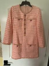 Chanel 19C Fantasy Pink Tweed Dress With Fancy CC Buttons FR36