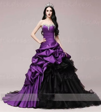 Purple Gothic Wedding Dress Fantasy Satin Medieval Bridal Dress Corset Dress