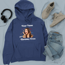 Personalised Birthday Crew Hoodie Custom Name Age Party Celebration Gift