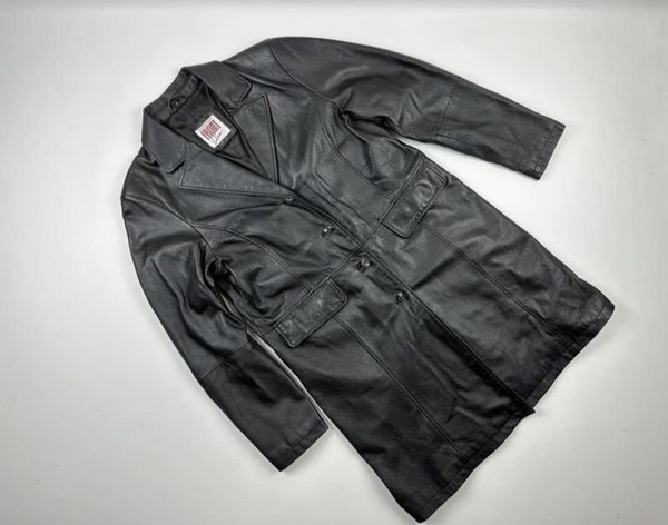 Women Leather Trench Black 40