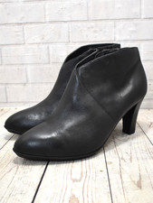 Womens M&S Footglove Black Leather Zip Up High Heel Ankle Boots UK 6.5 EUR 40