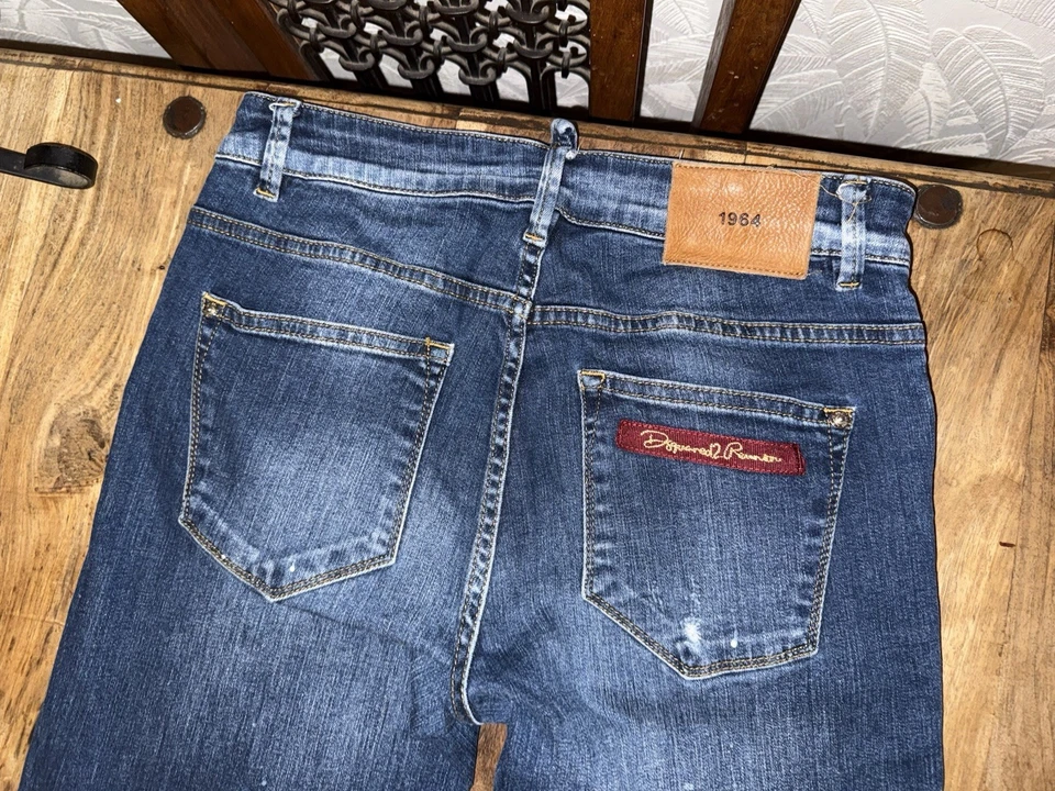 Dsquared2 Jeans Mens Size 30 32L Blue Cool Guy Slim Fit Distressed Paint Splatts - Image 4 of 4