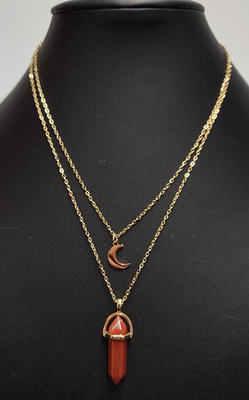 #ad The Crystal Babes The Bad B*tch Carnelian Layered Necklace 15quot;17quot;2quot; Damaged Bo $44.95