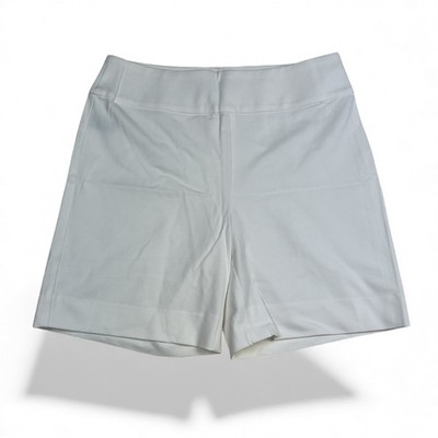 Boston Proper White Chino Shorts Womens 8 High Waist Tailored Stretch 7'' Inseam