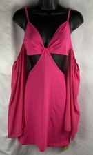 SHEIN Women’s Curve Size 0XL (12) Dress Fuschia Cut Out Off Shoulder Bell Sleeve