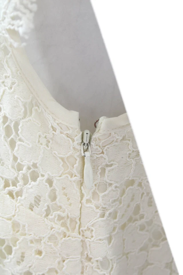 Blusa Top Rachel Zoe Mujer Floral Cuello Encaje Manga Corta Forrada Crema Talla 6 Foto 3 de 4