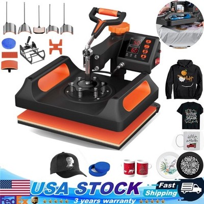 5 in 1 Heat Press 15''x12'' Swing Away Digital Sublimation T-Shirt /Mug/Hat Plate
