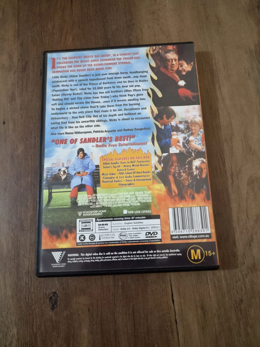 Little Nicky DVD MA15+ Adam Sandler Roadshow R4 PAL Widescreen Subtitles