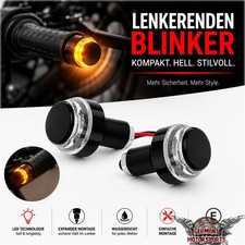 Produktbild - LED Motorrad Mini Lenkerblinker Lenker Enden Blinker für 22mm Lenker e-geprüft