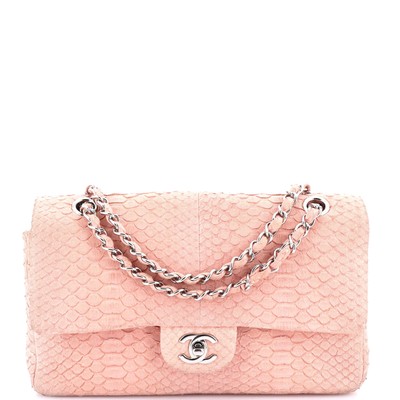 Pink Chanel Classic Python Chanel Classic Double Flap Bag Python